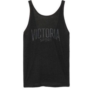 Victoria's Secret Victoria Sport Black on Black Tank Top Gym Workout Size Small